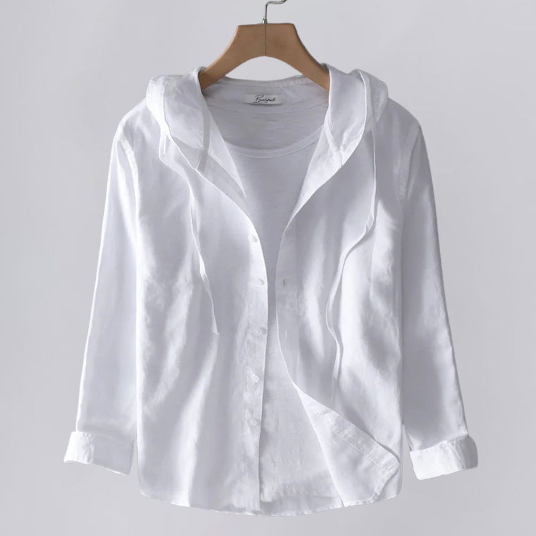 Lightweight Hooded Linen Shirt with Relaxed Fit