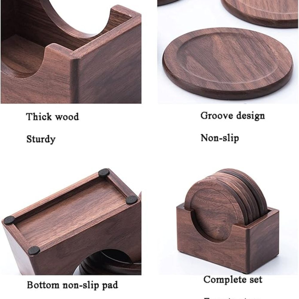 BowLift | Japanese Style Wooden Coaster | 6pcs Set