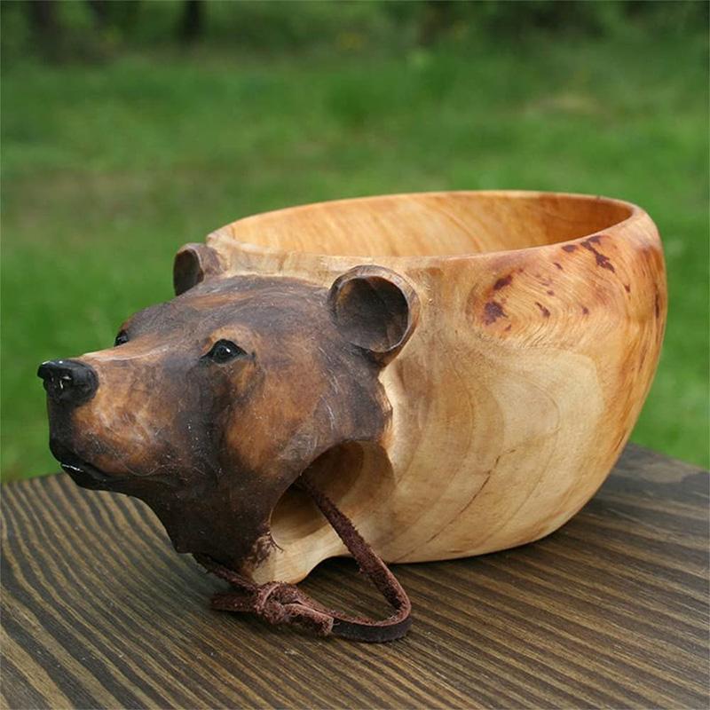 BowLift | Hand-carved Animal Head Wooden Cup