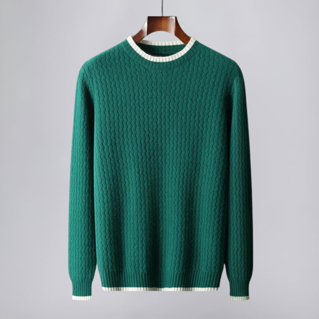 Merino Wool Pullover with Wave Texture