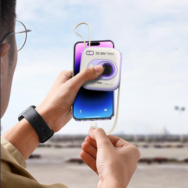 BowLift | Dual Fast Charge Digital Display Slim 10000mAh Portable Power Bank With Built-in Cables