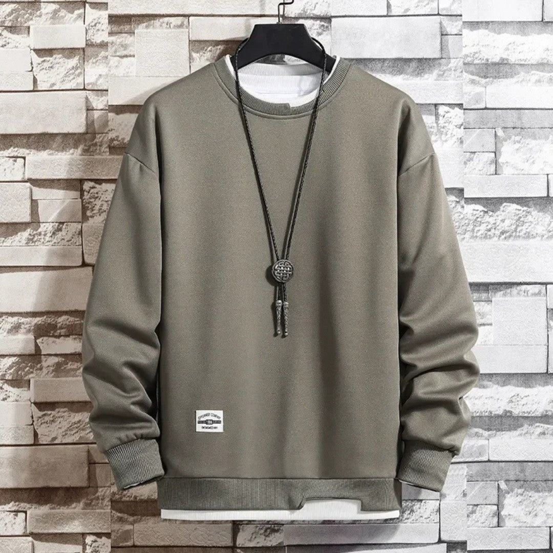 Cotton Sweatshirt with Built-In Layered Design