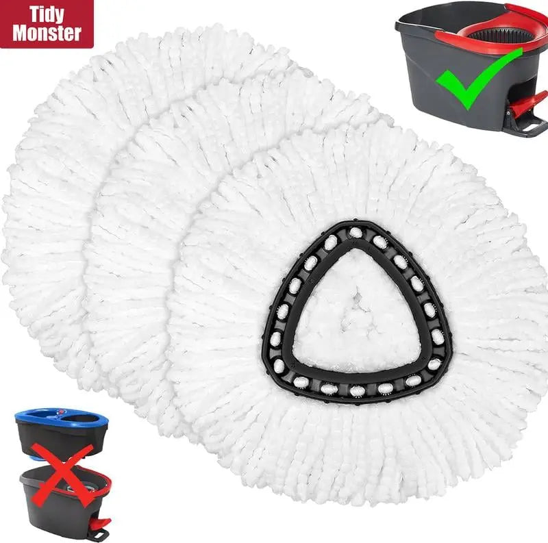 BowLift | 5-piece replacement set for spin mop – includes 3 microfiber mop cloths + 2 brushes for thorough cleaning!