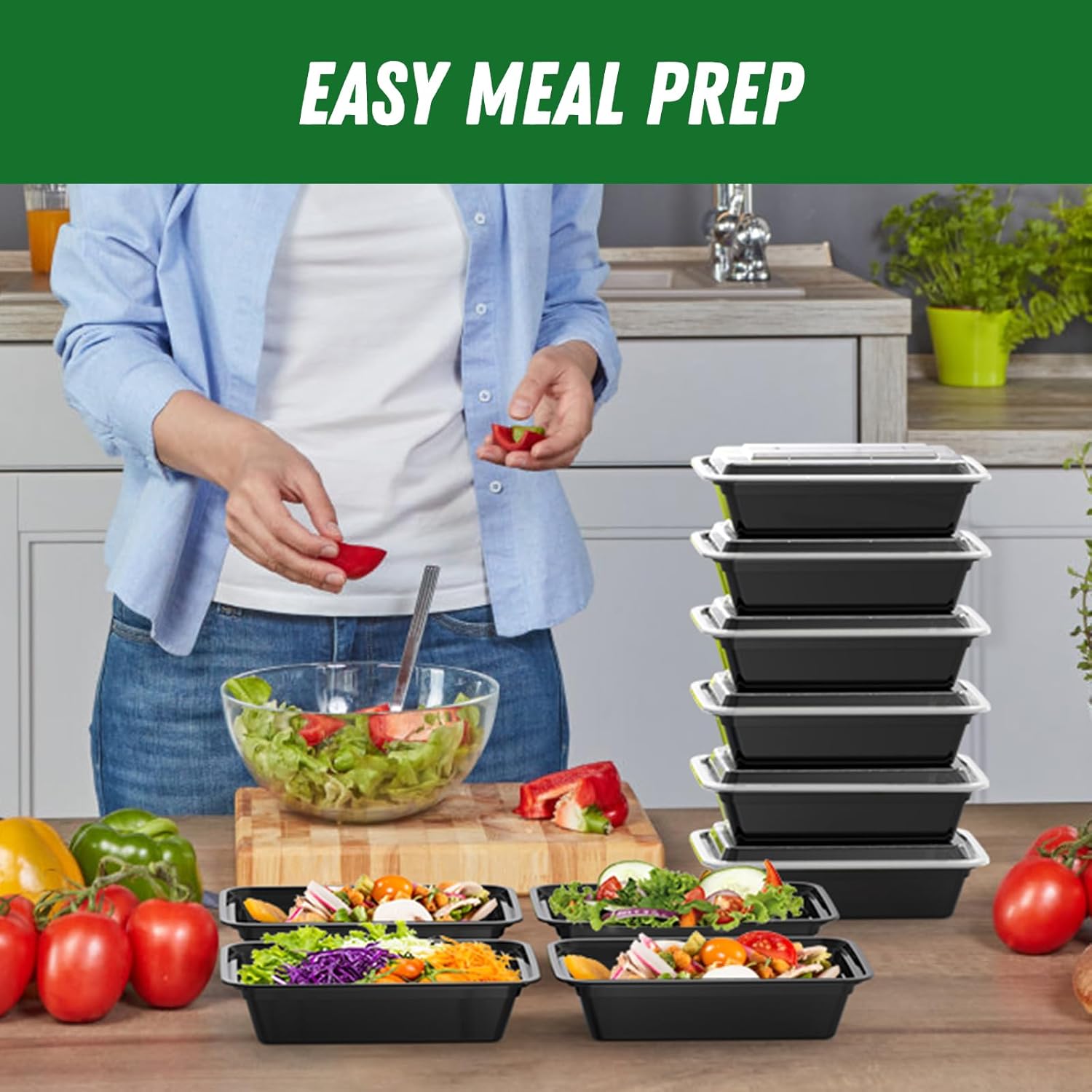 BowLift | 50-Pack Reusable Meal Prep Containers with Lid, Leakproof