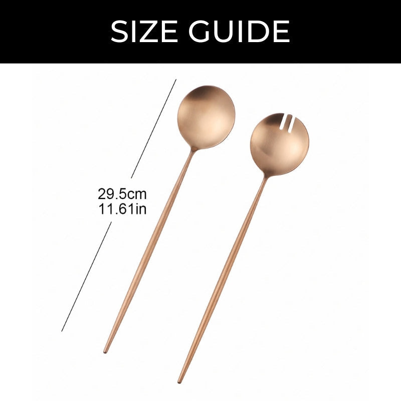 BowLift | Rose Gold Salad Cutlery and Serving Utensils Set