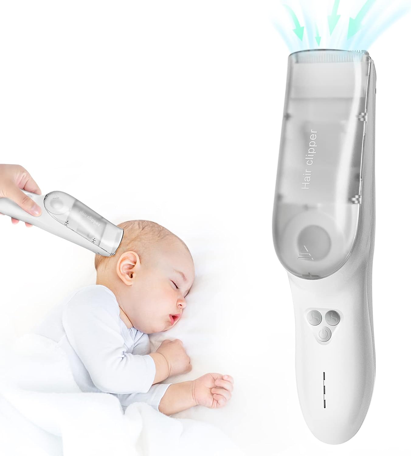 BowLift | Baby Hair Clipper with Vacuum System – Waterproof Rechargeable Clipper with Storage Box