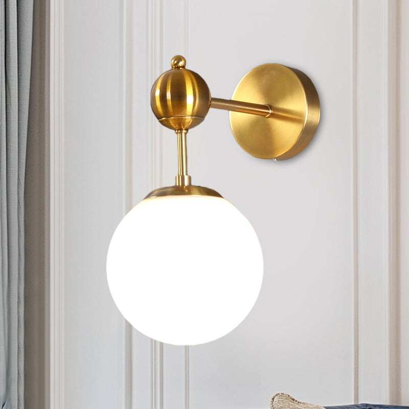 BowLift | White Glass Global Wall Lighting Fixture Postmodern 1-Bulb Wall Lamp in Brass with Adjustable Knot