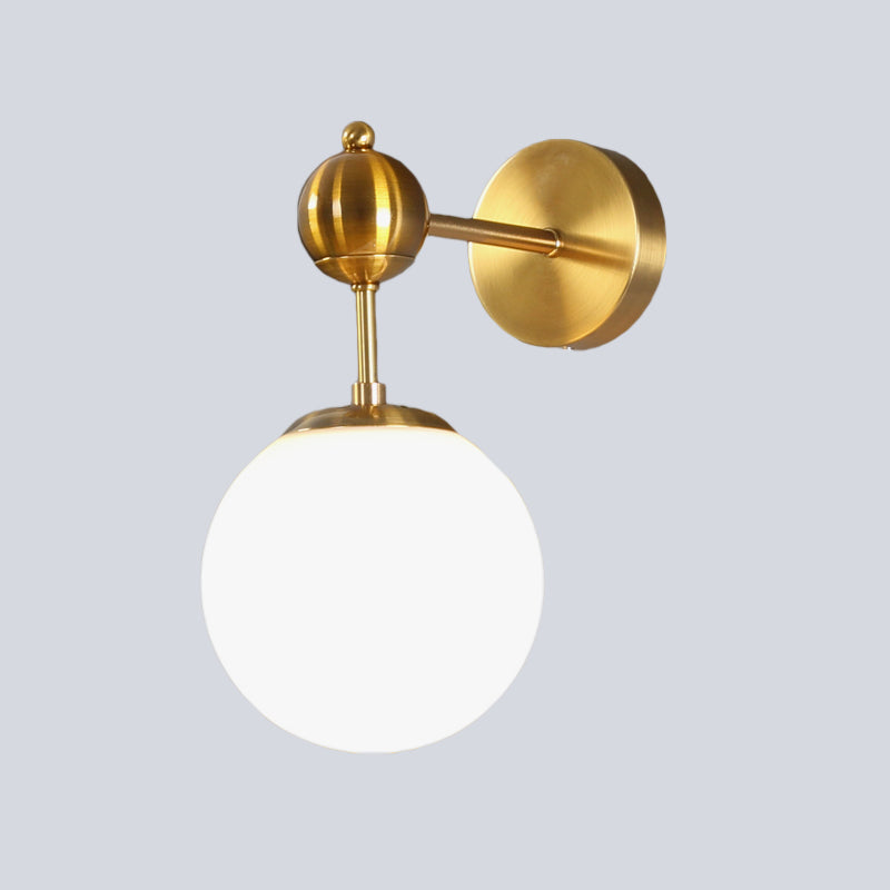 BowLift | White Glass Global Wall Lighting Fixture Postmodern 1-Bulb Wall Lamp in Brass with Adjustable Knot