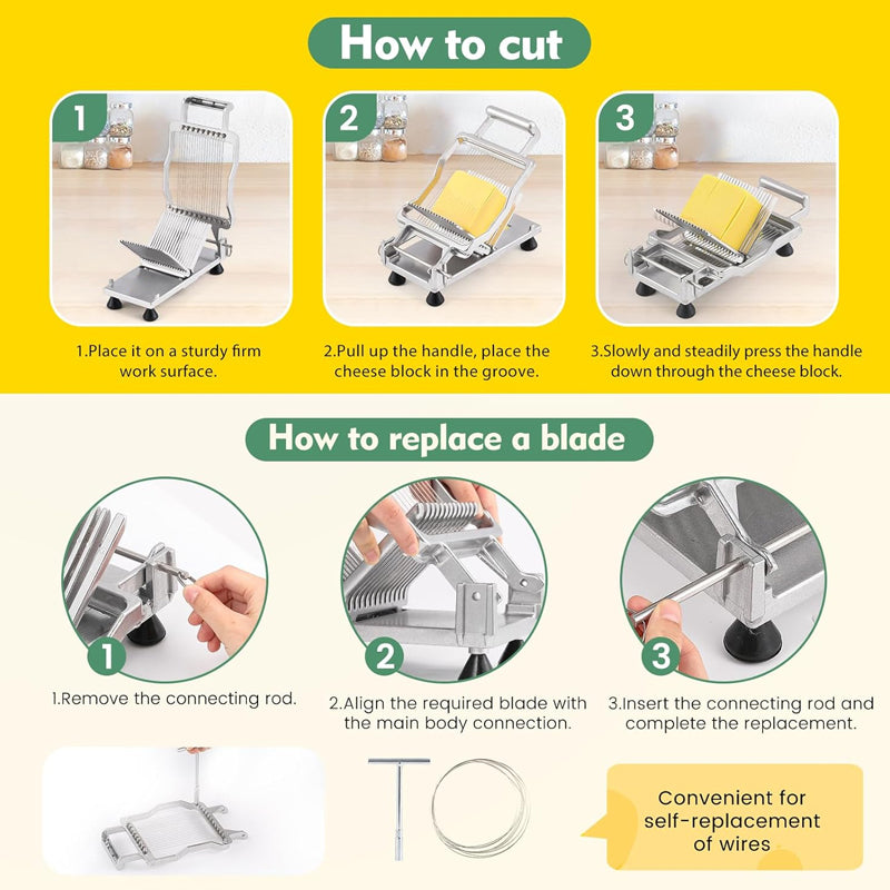 BowLift | 0.2" Cheese Cutter Commercial Block Cheese Cutter Board Cheese Slicer with 316 Stainless Steel Wire