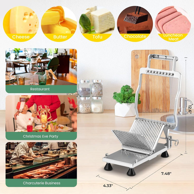 BowLift | 0.2" Cheese Cutter Commercial Block Cheese Cutter Board Cheese Slicer with 316 Stainless Steel Wire