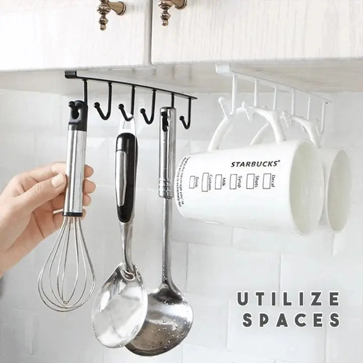 BowLift | Under-cabinet hook strip – space-saving kitchen storage with 6 hooks
