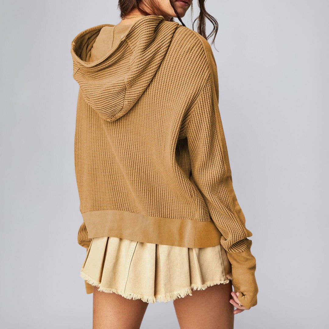 Cropped Hoodie with Snug Hood and Soft Cotton Blend