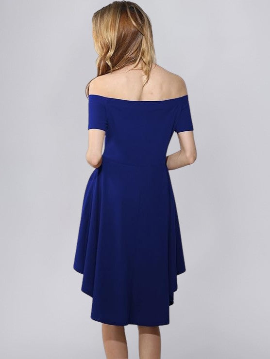 Off-Shoulder High-Low Hem Dress