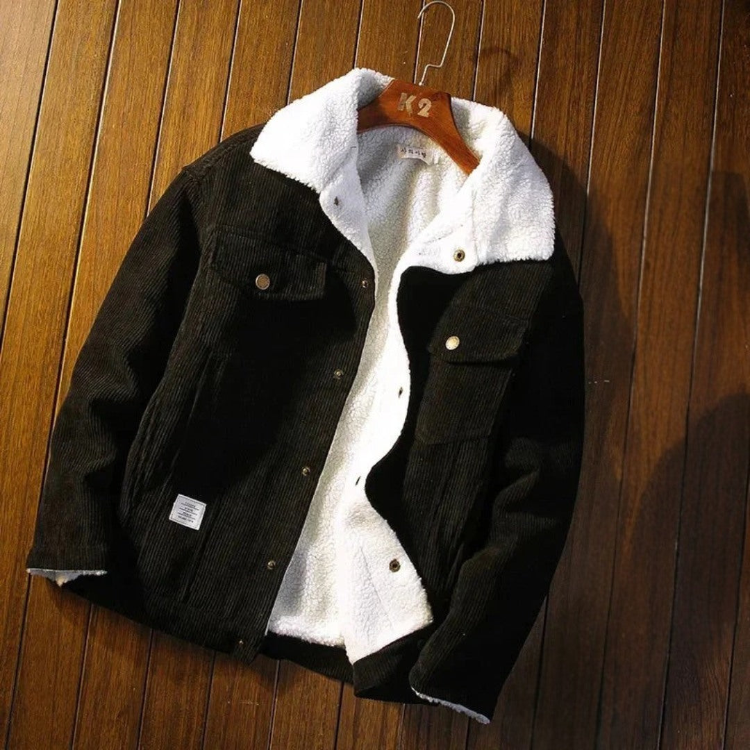 Corduroy Trucker Jacket with Sherpa Warmth