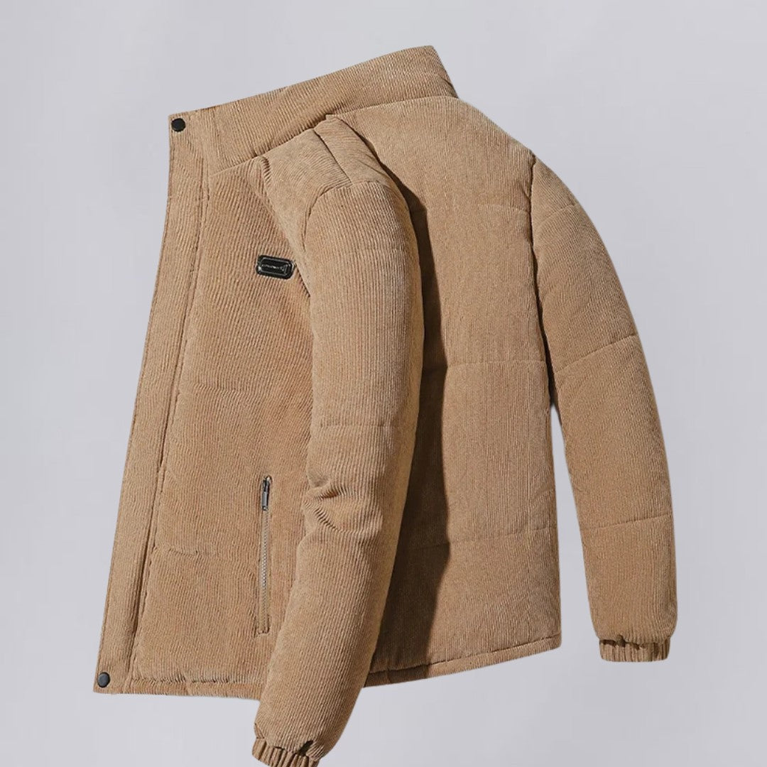 Insulated Corduroy Jacket with Stand Collar