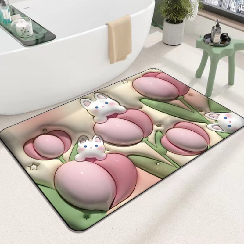 BowLift | 3D flower soft diatom mud absorbent floor mat