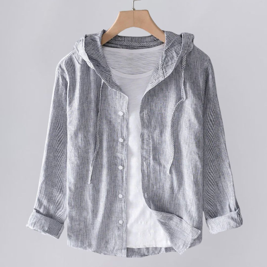 Lightweight Hooded Linen Shirt with Relaxed Fit