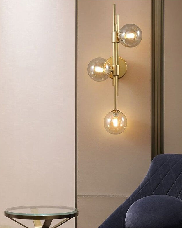 BowLift | 3 Head Glass Ball Wall Lamp - Amber