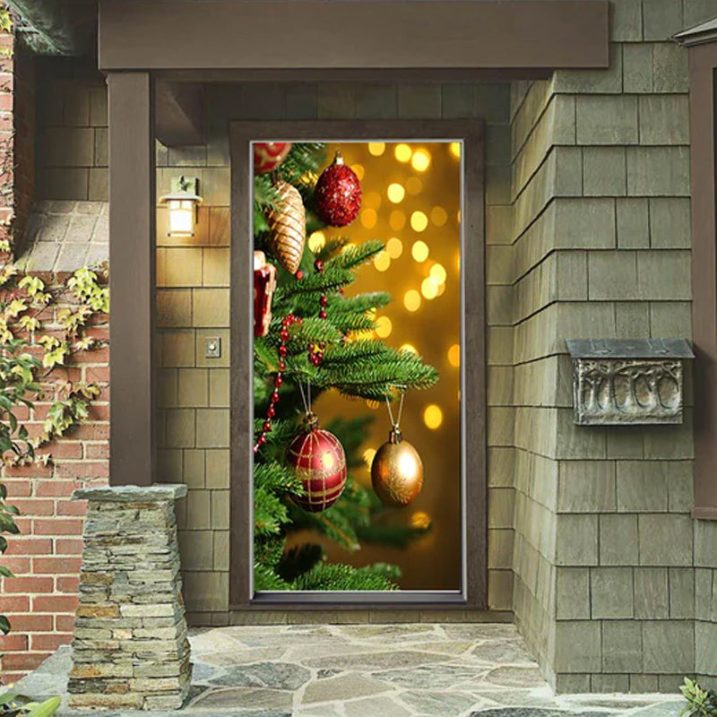 BowLift | Christmas Door Cover | Fabric Front Door Decoration | Washable & Reusable | 91×203cm