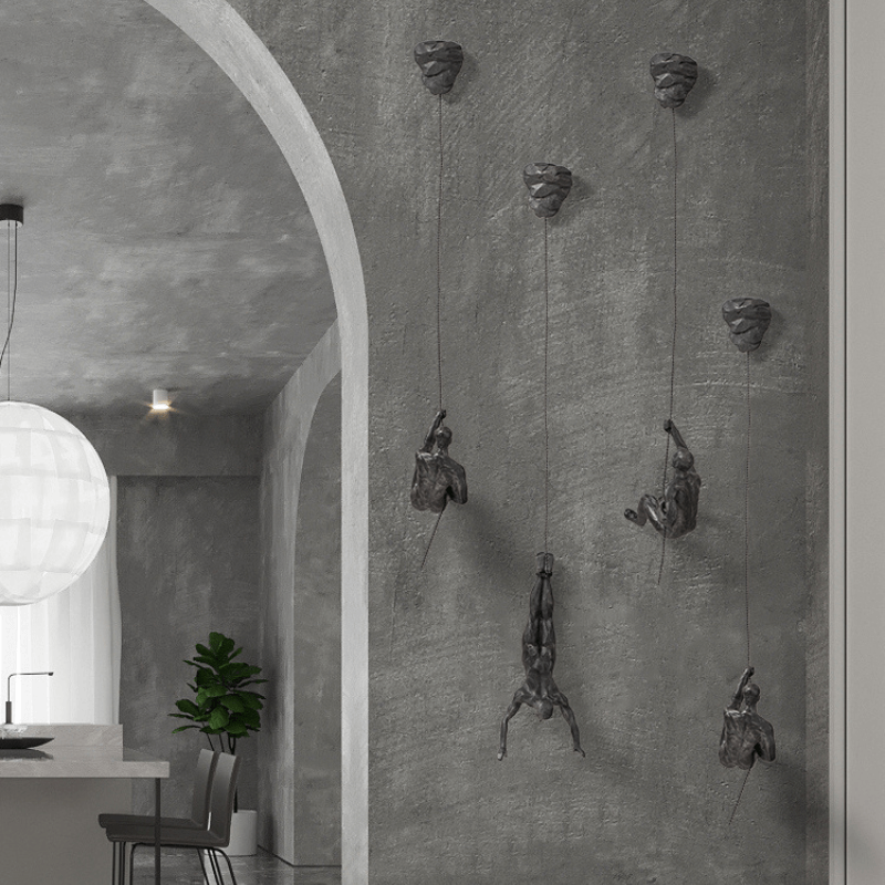 BowLift | Climbing Man Wall Sculpture Set – Modern Resin Art