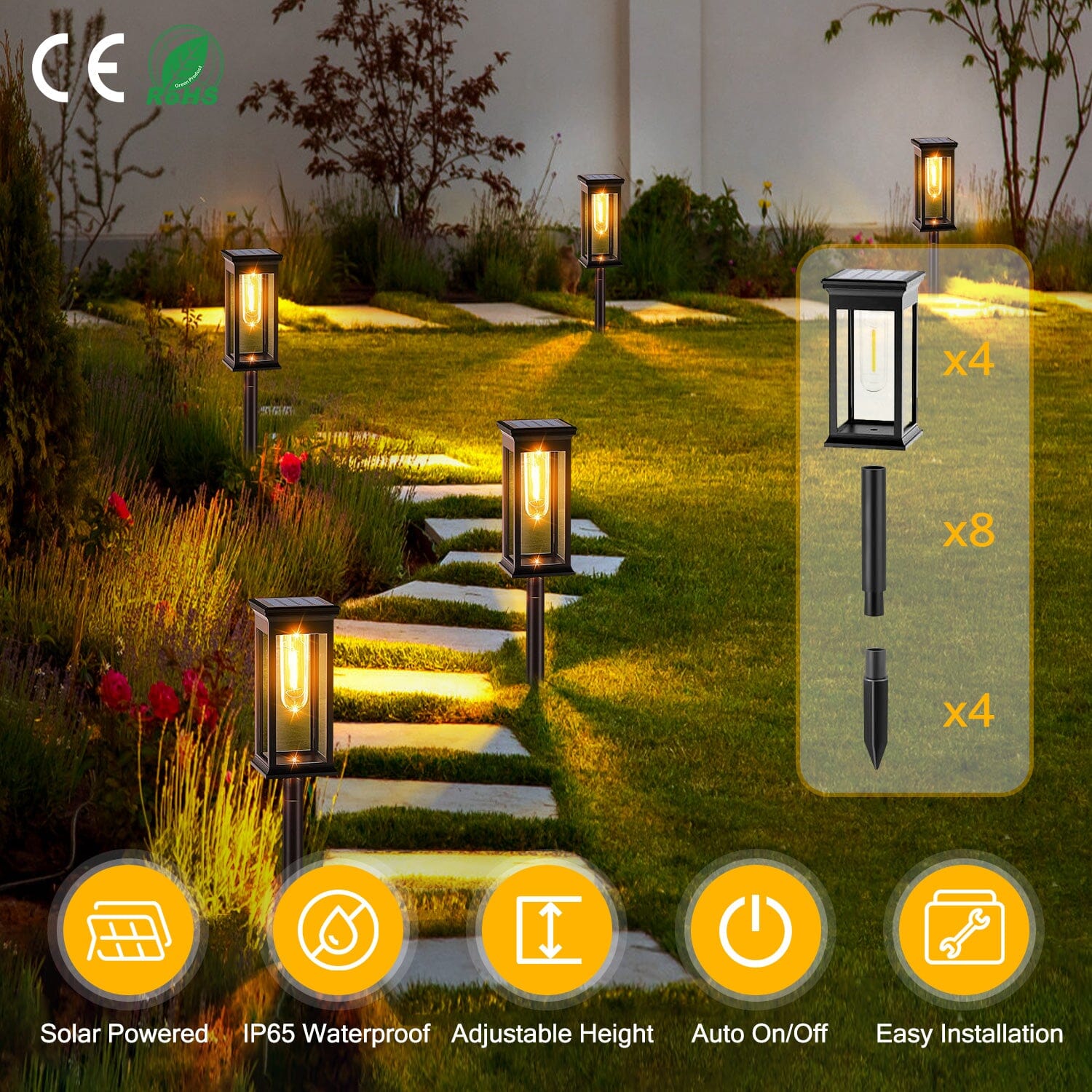 BowLift | 6-Pack: Solar-powered garden lighting IP65 waterproof automatic on off