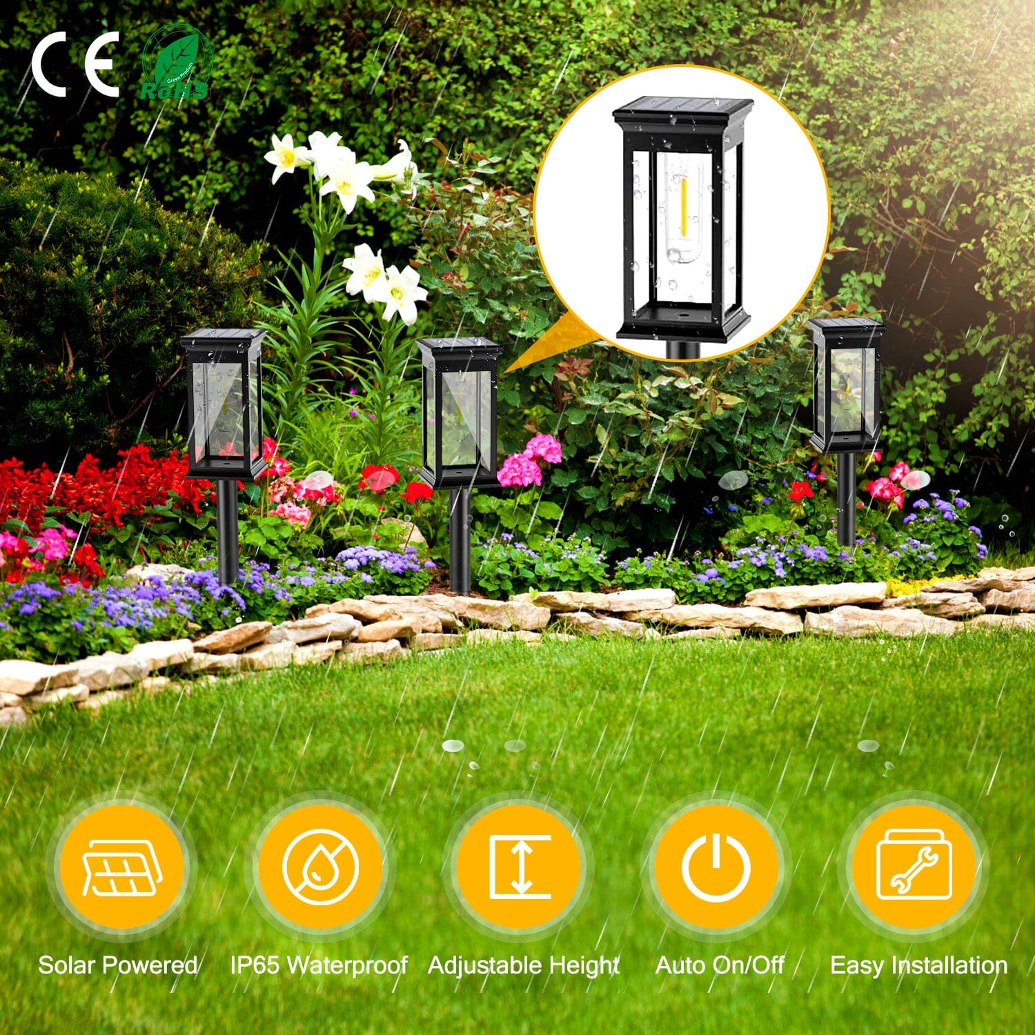 BowLift | 6-Pack: Solar-powered garden lighting IP65 waterproof automatic on off