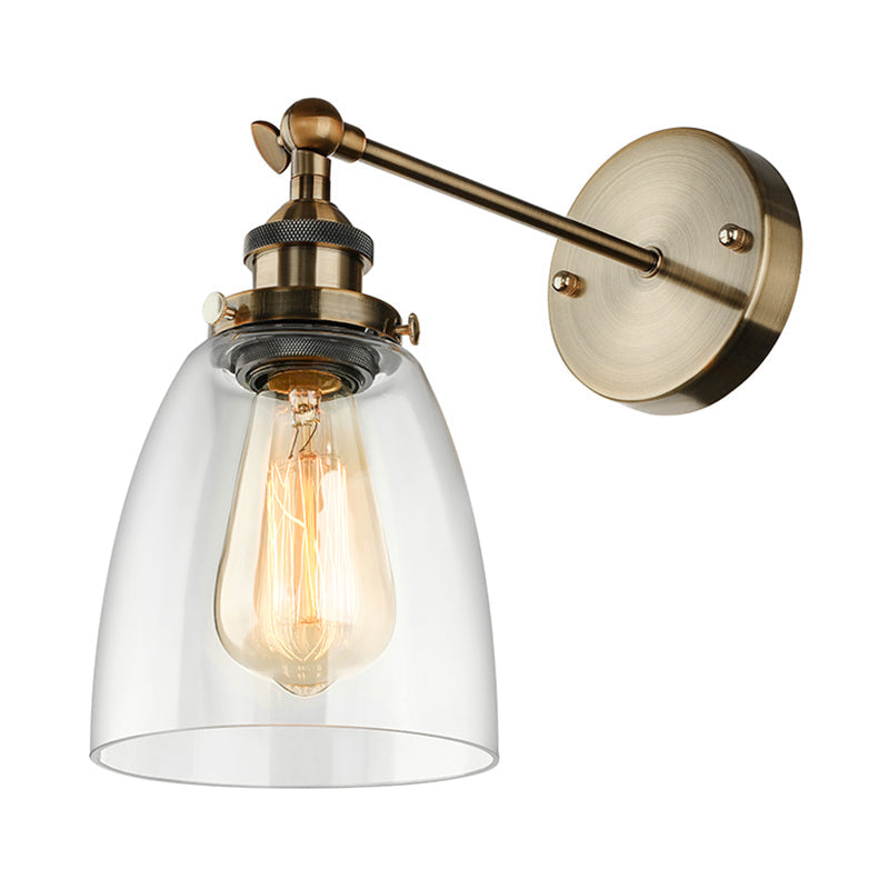 BowLift | Bronze/Brass/Copper One Light Wall Lamp Vintage Style Clear Glass Tapered Lighting Fixture for Living Room
