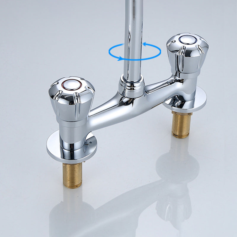 BowLift | Round 2-Handle Basin Mixer 2-Hole Center-Set Basin Mixer with Curved Spout