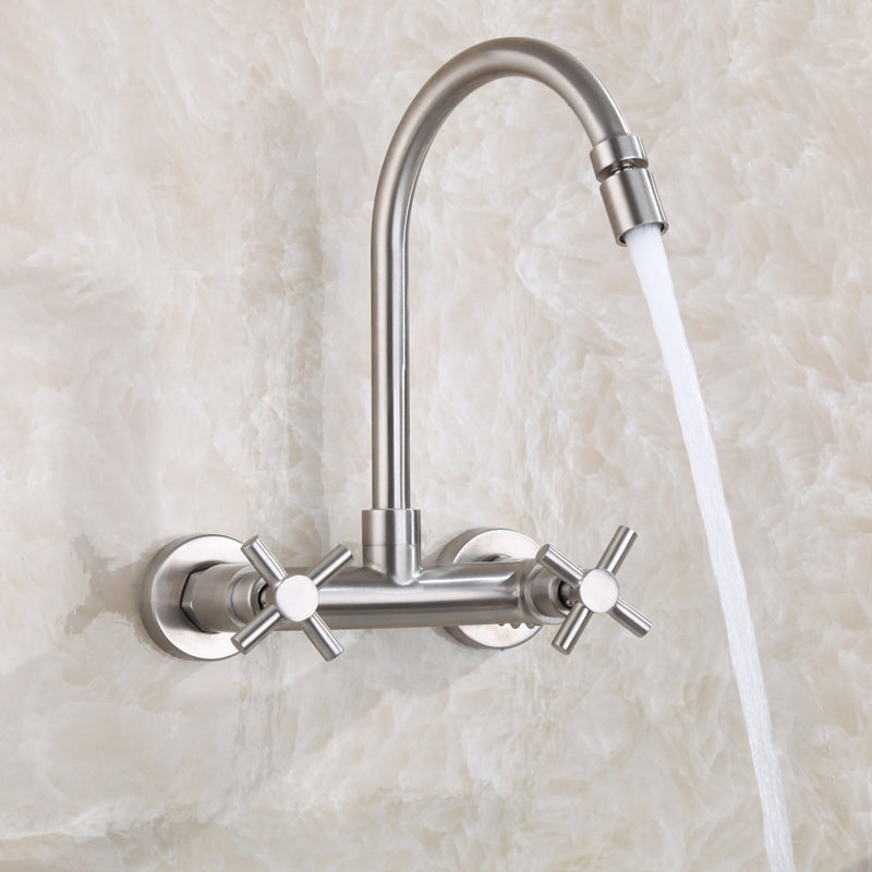 BowLift | Round 2-Handle Bathroom Faucet Single Hole Wall Mounted Bathroom Faucet