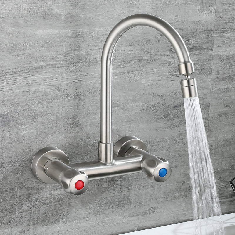 BowLift | Round 2-Handle Bathroom Faucet Single Hole Wall Mounted Bathroom Faucet