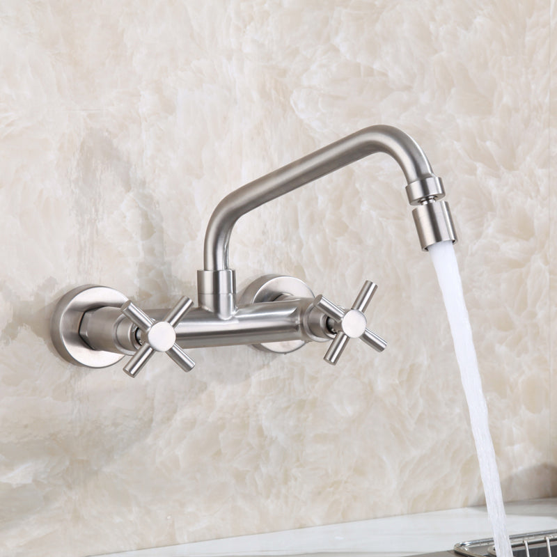 BowLift | Round 2-Handle Bathroom Faucet Single Hole Wall Mounted Bathroom Faucet