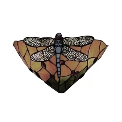 BowLift | Wall lamp Bowl with dragonfly pattern stained glass 2 lights rustic wall mount light