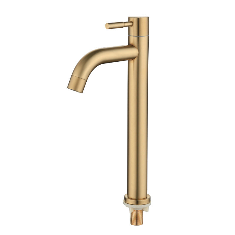 BowLift | Round Single Handle Bathroom Faucet Single Hole Sink Faucet in Brushed Gold