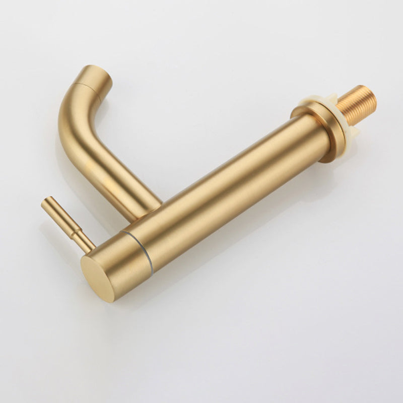 BowLift | Round Single Handle Bathroom Faucet Single Hole Sink Faucet in Brushed Gold