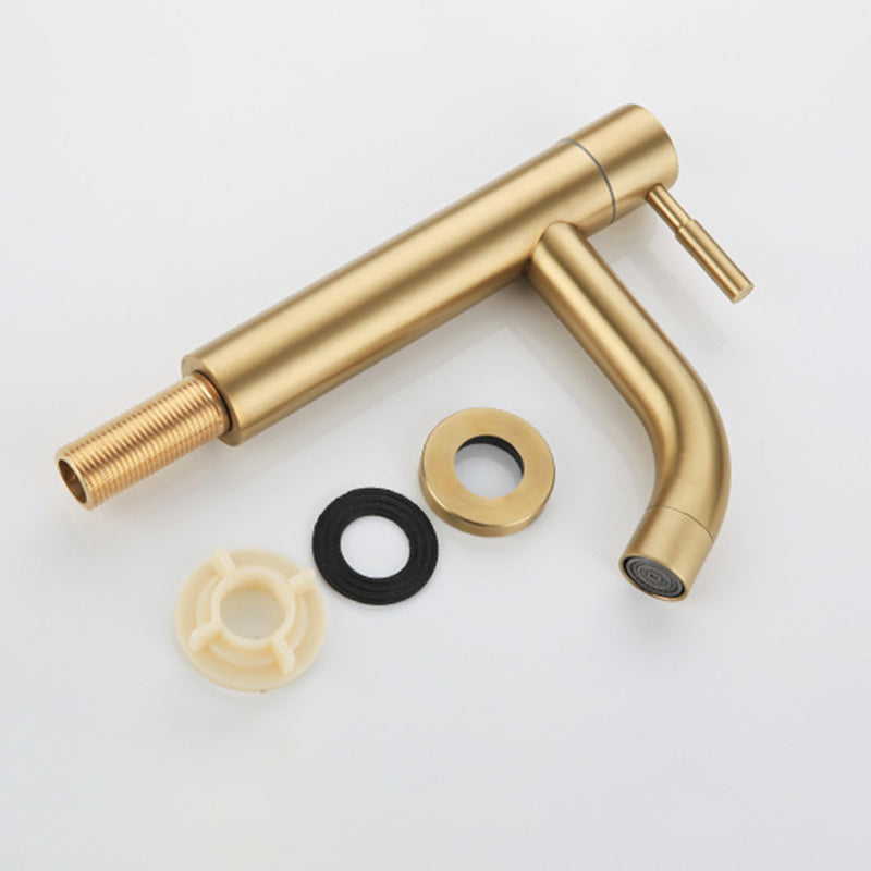 BowLift | Round Single Handle Bathroom Faucet Single Hole Sink Faucet in Brushed Gold