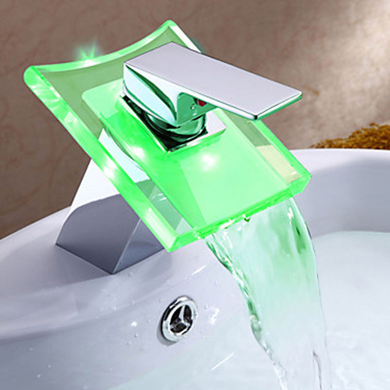 BowLift | 1-Lever Vanity Faucet 1-Hole Copper Sink Faucet with LED Lighting