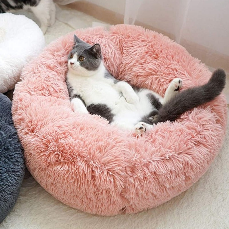 BowLift | PawNest Calming Donut Cat Bed | Round Plush Nest | Stress-Reducing & Cozy | Perfect for Cats & Small Dogs