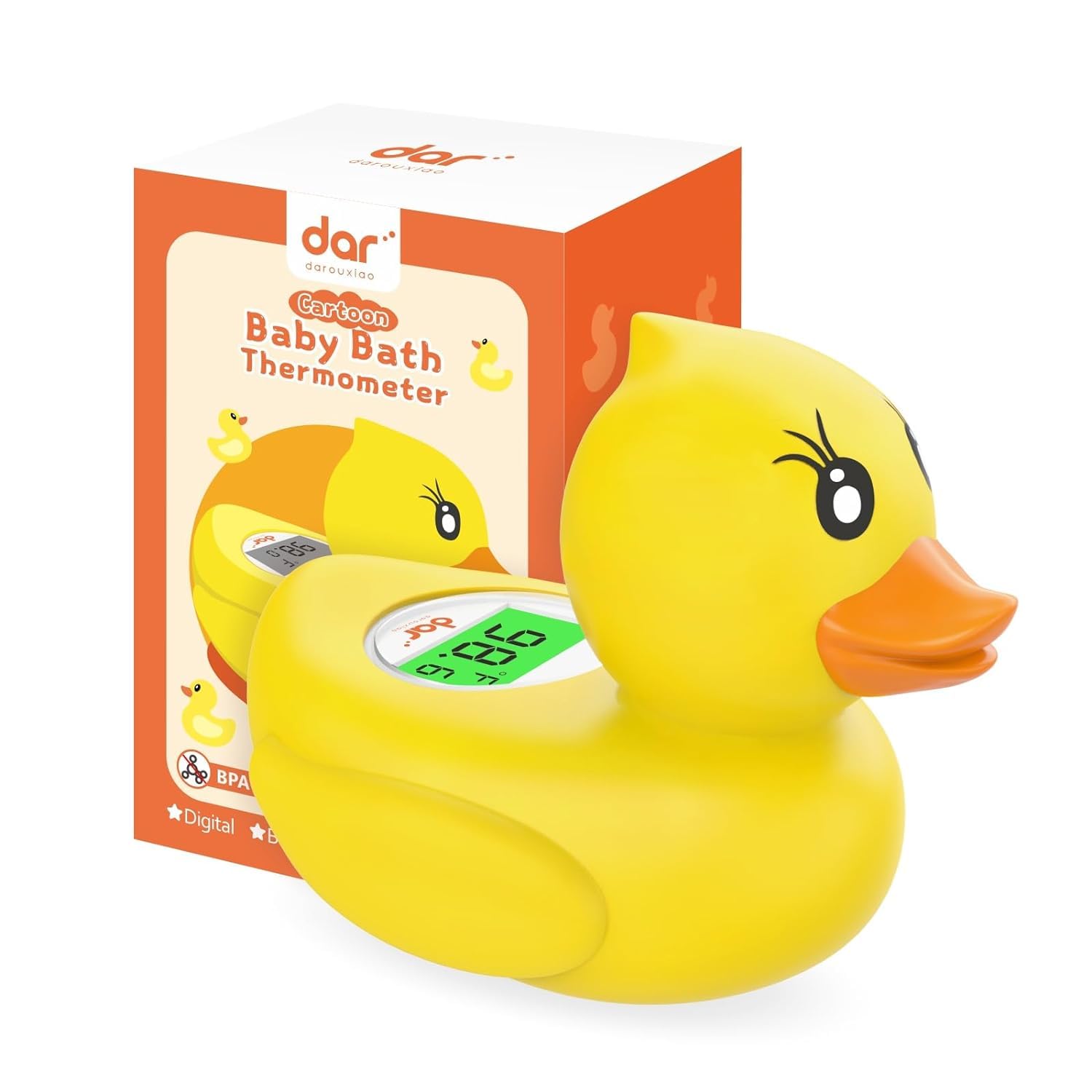 BowLift | AquaVeilig Baby Bath Thermometer – Digital Display with 3 Colors and Temperature Warning