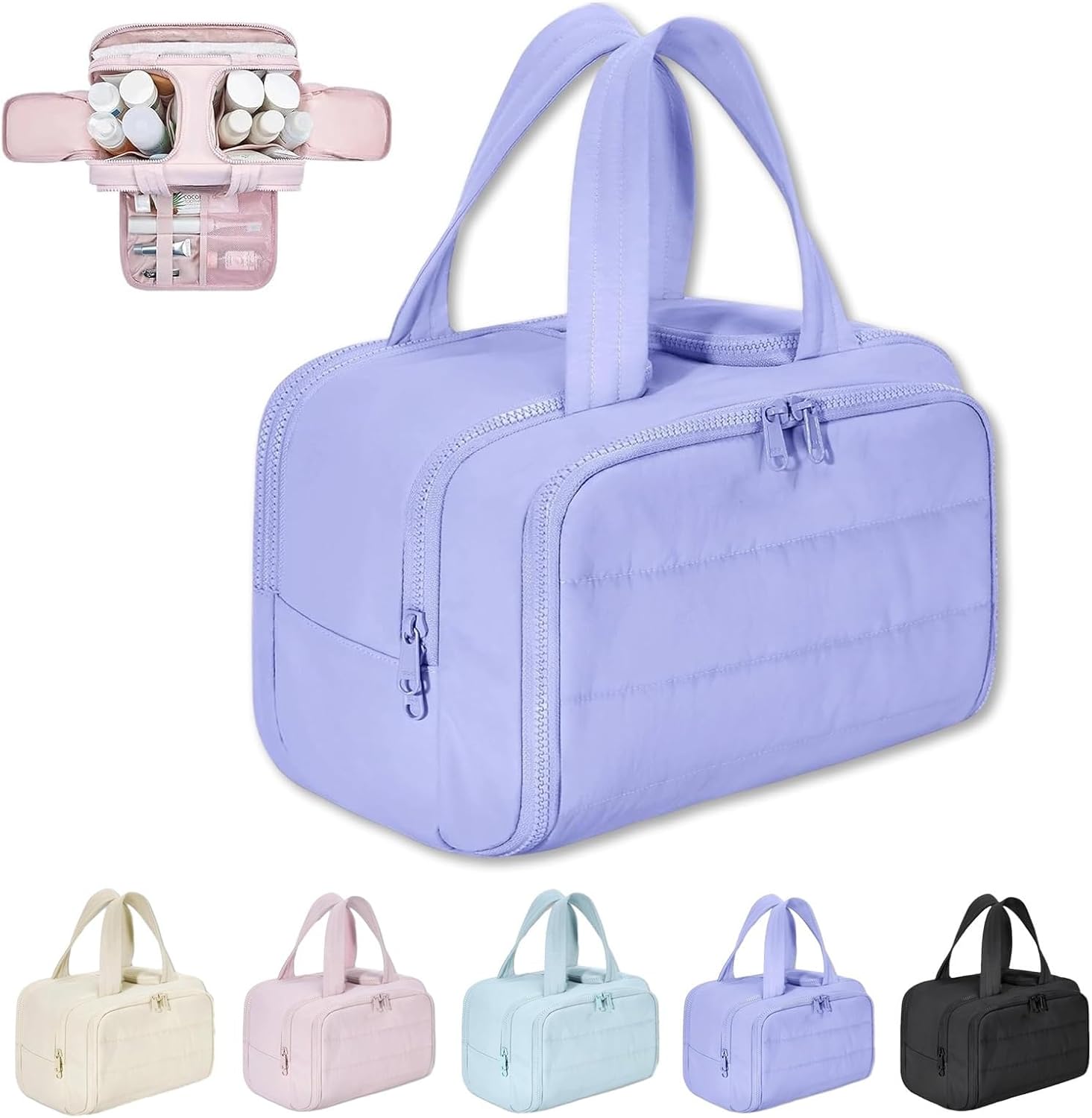 BowLift | 4-in-1 Puffy Toiletry Bag for Women – Large Travel Makeup & Skincare Organiser