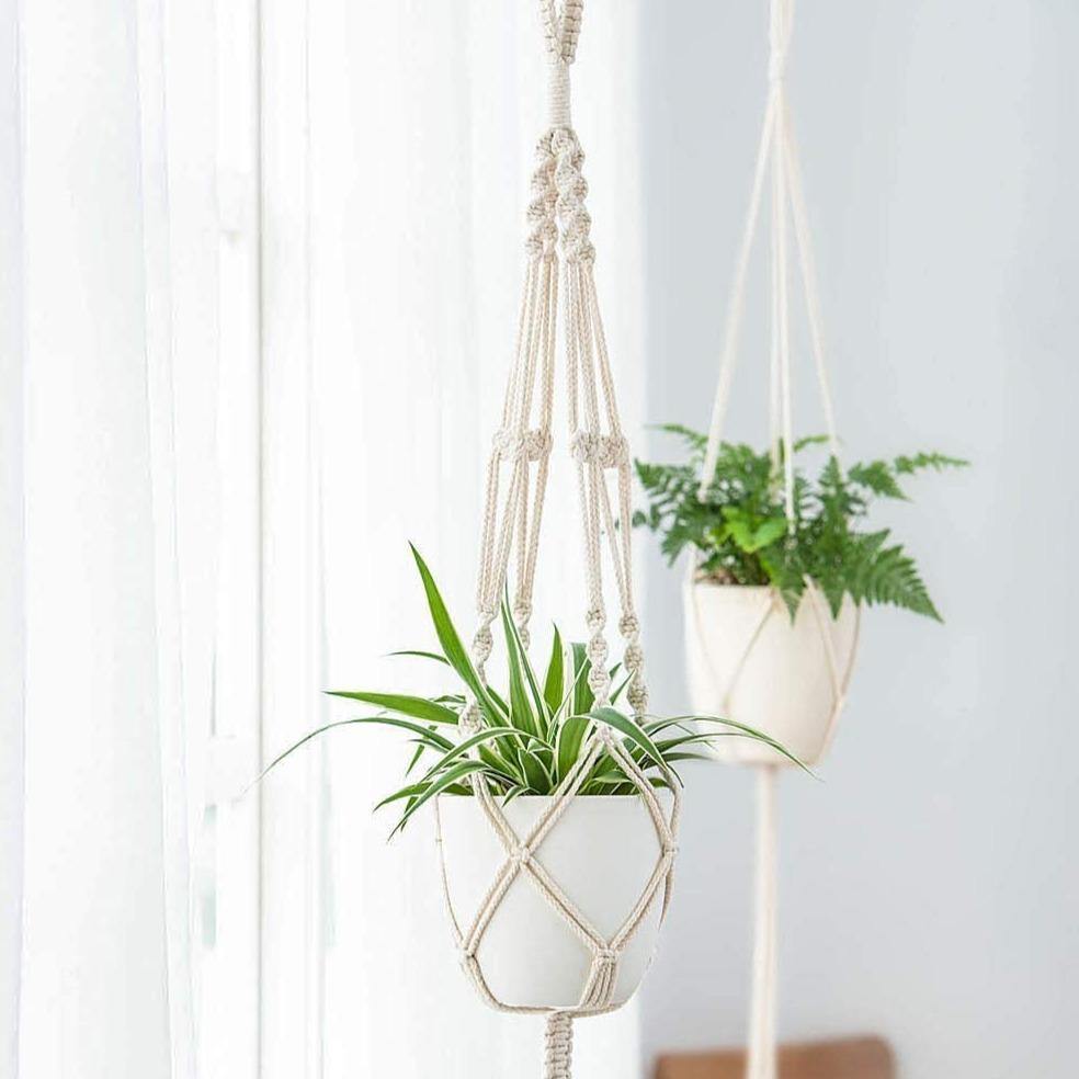 BowLift | 4-piece handmade Boho macrame plant hanger set