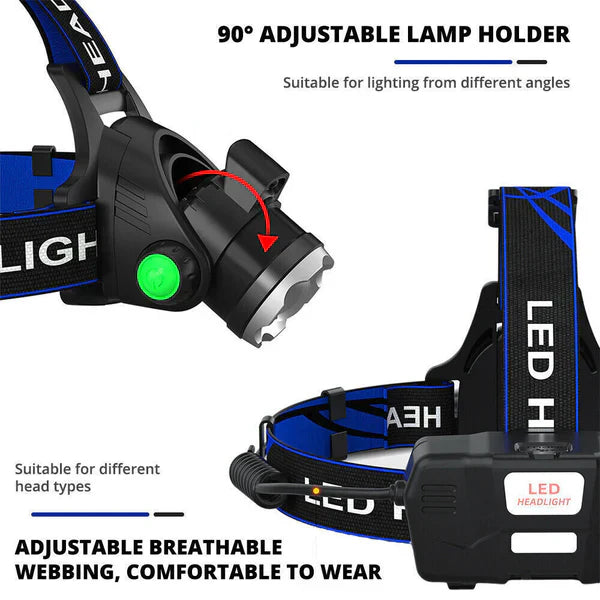 BowLift | 990000LM Rechargeable LED Headlamp Zoomable Torch Tactical Headlight Flashlight