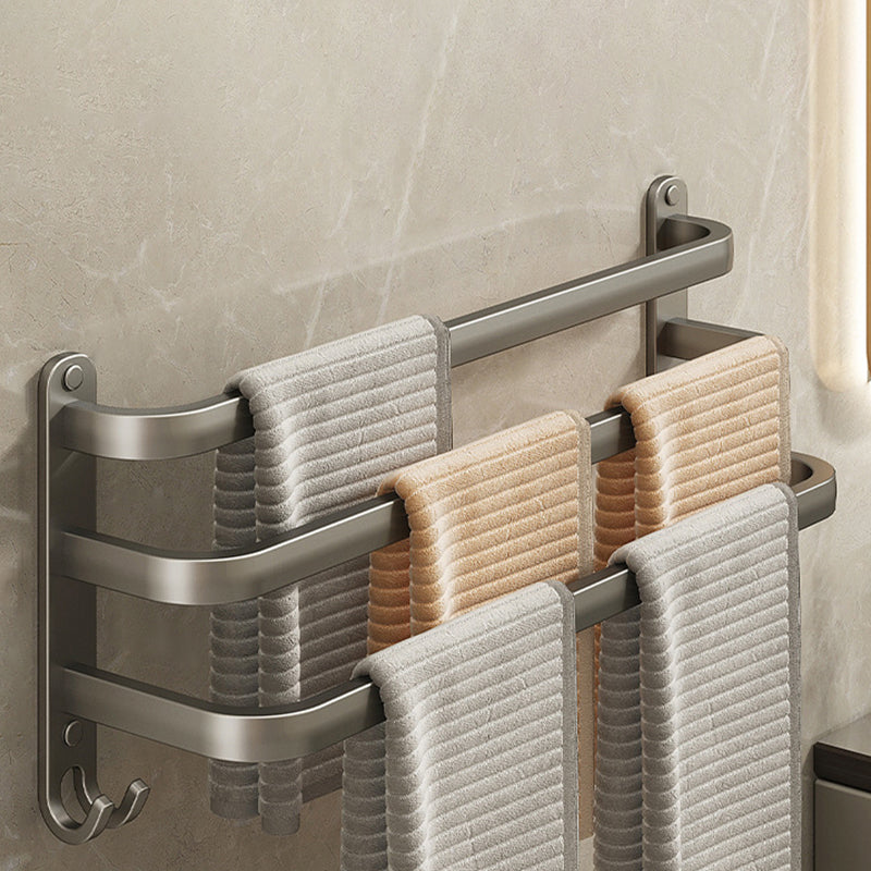 BowLift | 2-piece modern bathroom accessory set made of aluminum matte gray towel bar