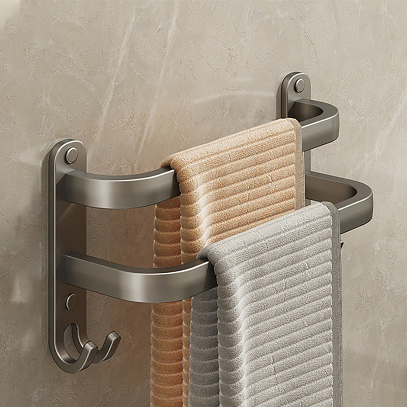 BowLift | 2-piece modern bathroom accessory set made of aluminum matte gray towel bar