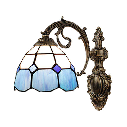 BowLift | Blue Glass Wall Lighting Baroque Style 1 Light Indoor Wall Lamp for Hallway
