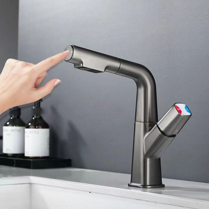 BowLift | Brass Contemporary Sink Faucet Pull-Out Round Bathroom Faucet