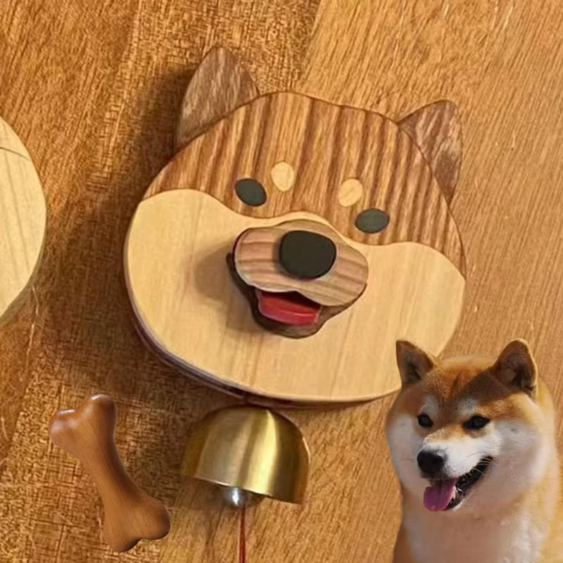 BowLift | Playful Shiba Dog Face Wooden Doorbell