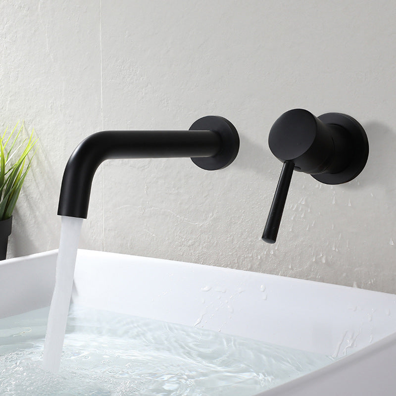 BowLift | Industrial Sink Faucet Brass Lever Handles Low Arc Wall Mounted Bathroom Faucet