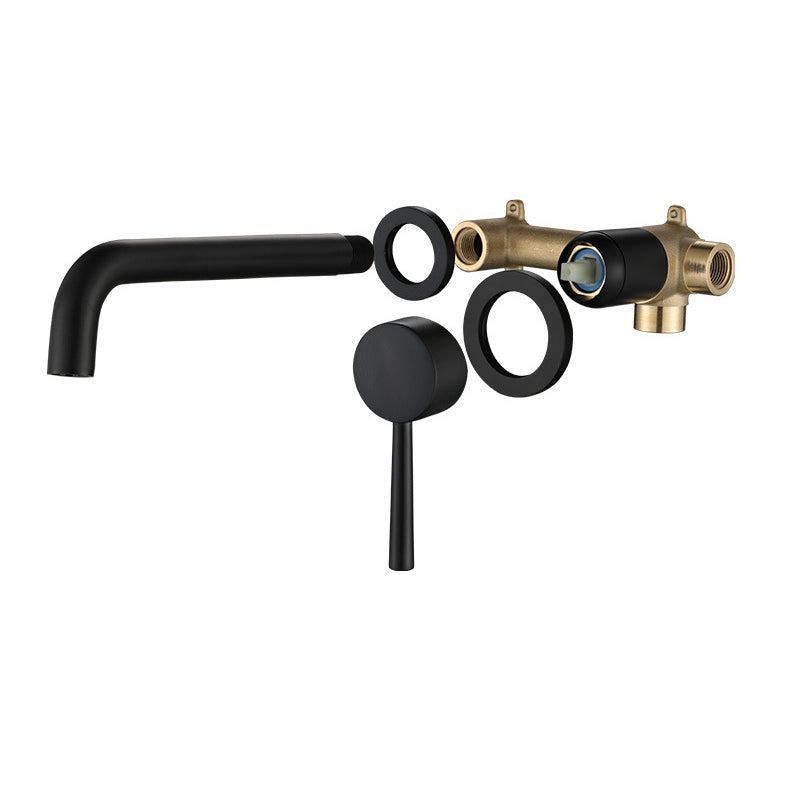 BowLift | Industrial Sink Faucet Brass Lever Handles Low Arc Wall Mounted Bathroom Faucet