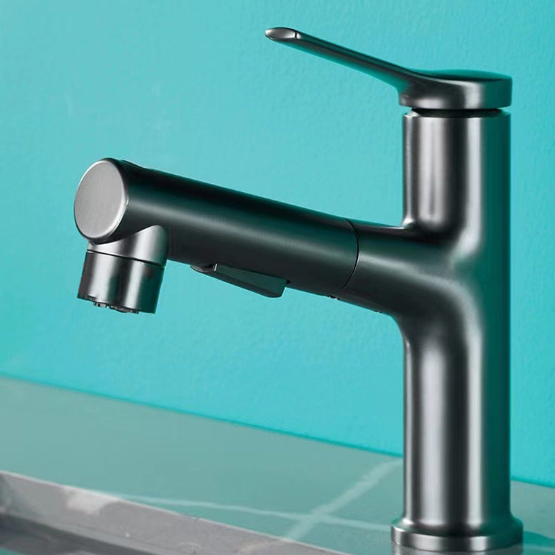 BowLift | Round contemporary bathroom faucet with lever handle and single hole installation