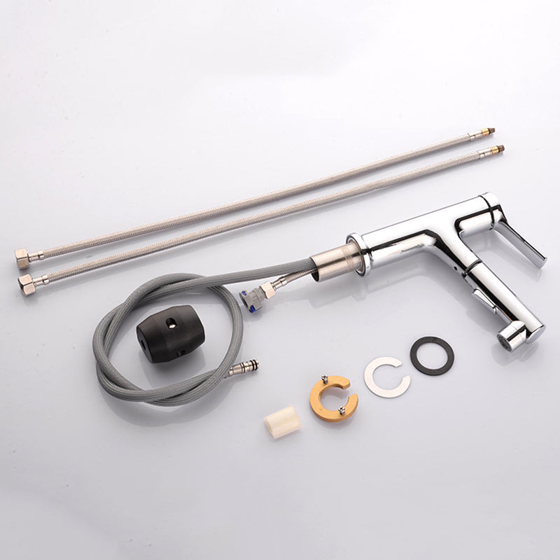 BowLift | Round contemporary bathroom faucet with lever handle and single hole installation